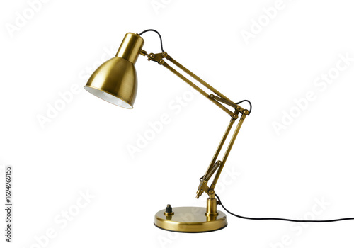Isolated desk lamp on a base with flexible arm adjustable lighting fixture home decor