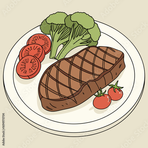 Juicy grilled steak and fresh vegetables plated for a delicious and healthy meal