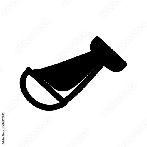 Black silhouette of a hanging cosmetic or toiletry bag on white background