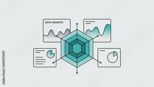 Data insights illustration with graphs and charts, representing analytics and business intelligence for presentations and reports