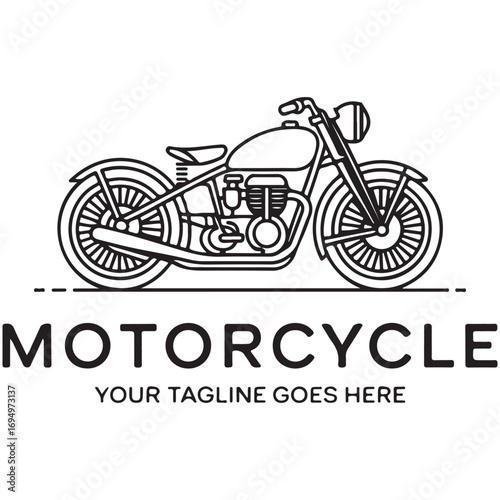 Classic Vintage Motorcycle Line Art Illustration