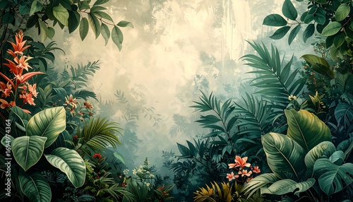 Lush tropical jungle scene