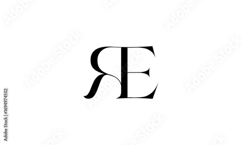 RE initial letters, monogram logo