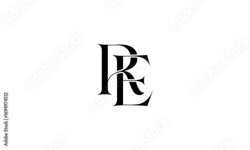 RE initial letters, monogram logo