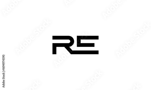 RE initial letters, monogram logo