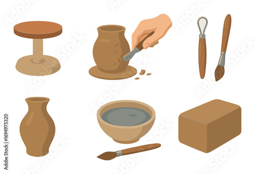 Pottery tools and techniques: exploring clay crafting with bowls, vases, and sculpting tools