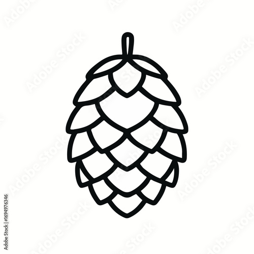 Simple outline icon of a hop cone for brewing and natural ingredients