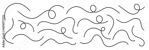 Curved line collection. Set of curly abstract pattern. Looping squiggle wave and curve lines. Decorative swirls and wave borders. Vector illustrator
