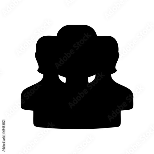 Three Person Group Icon in Black Silhouette, representing teamwork and collaboration