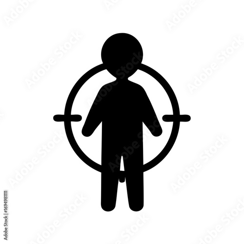 Silhouette of a person in the center of a target symbol design