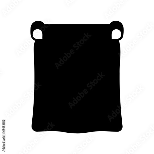 Black and white minimalistic stylized travel bag icon with curved handles