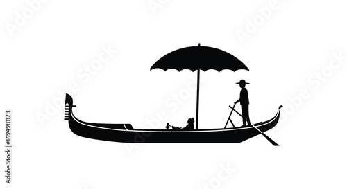 a gondola ride under an umbrella silhouette
