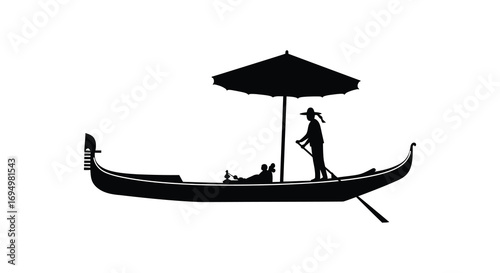 a gondola ride under an umbrella silhouette