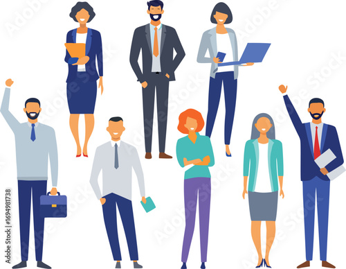 Editable Flat Vector Illustration of Diverse Team Thriving in Modern Workplace and Celebrating Collaboration Success on Clean Background.