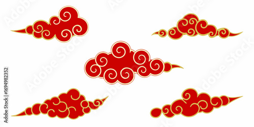 Traditional red and gold swirling clouds symbolizing good fortune and auspiciousness