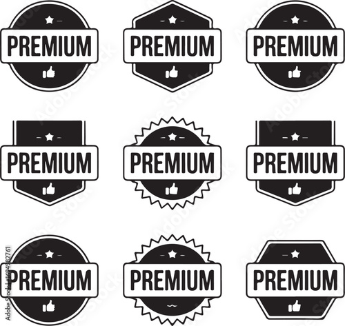 Premium Quality Seals and Badges - Set of 9 Unique Black and White Designs for Validation and Authentication