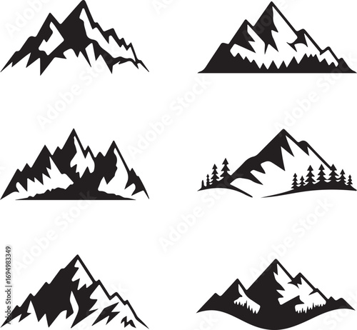 Mountain Peak Illustrations Six Unique Designs for Logos and Branding