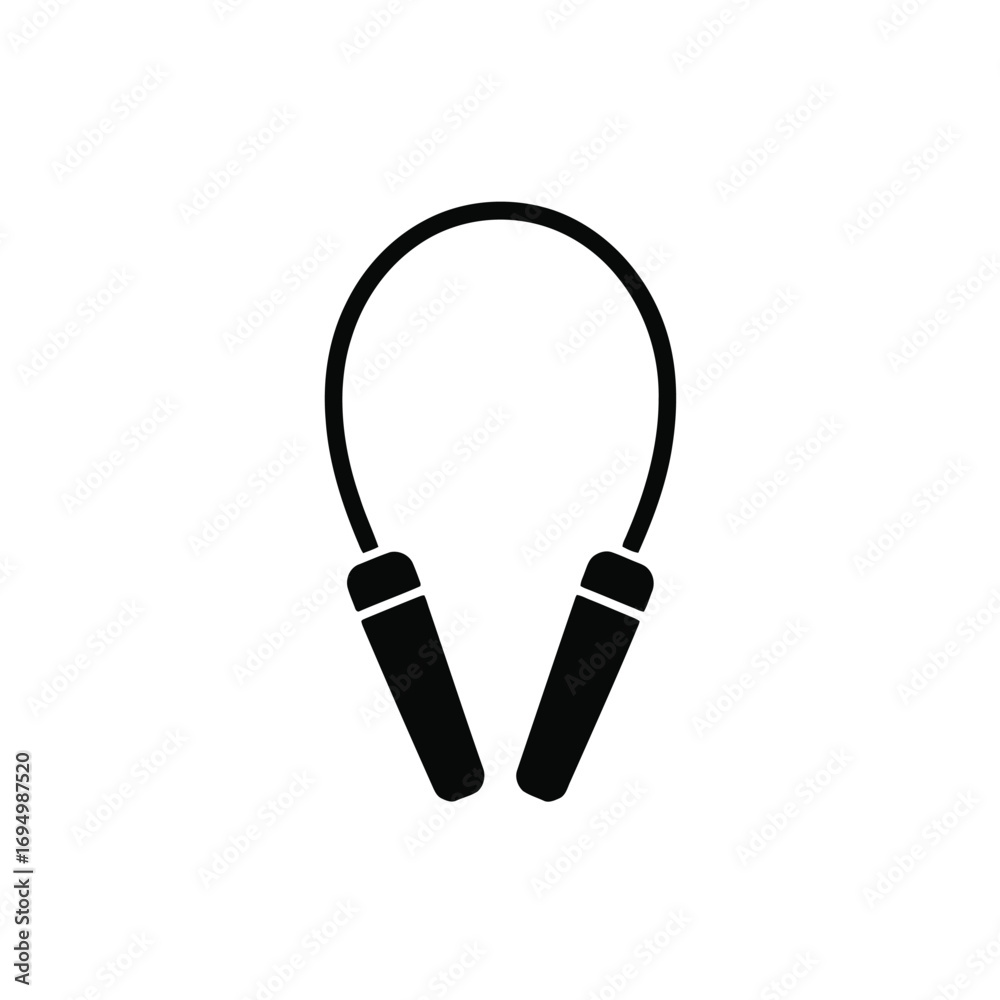 Obraz premium Black Skipping Rope Icon Vector Illustration Isolated on White Background