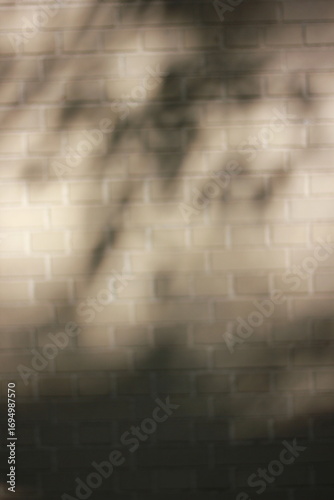 A dreamy view of shadows of trees dancing on the brick wall.
