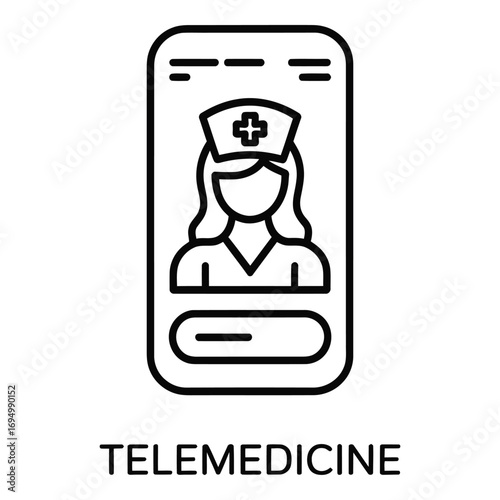 Telemedicine app showing a nurse with a cross on her hat for online healthcare consultations and advice silhouette