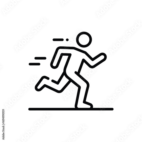 Simple line art illustration of a person running quickly with speed lines