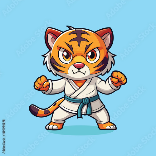 Tiger Karate Fighter Mascot Vector Design