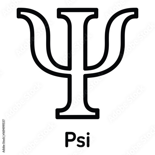 Psi symbol representing psychology mental health and well being with a white background image design silhouette