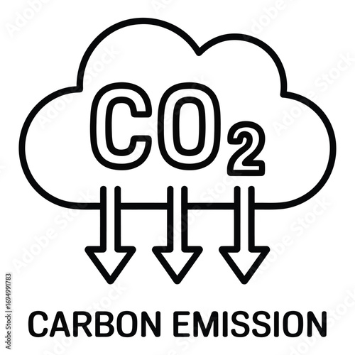 Carbon dioxide emissions cloud with arrows illustrating pollution and greenhouse gas effect on earth atmosphere silhouette
