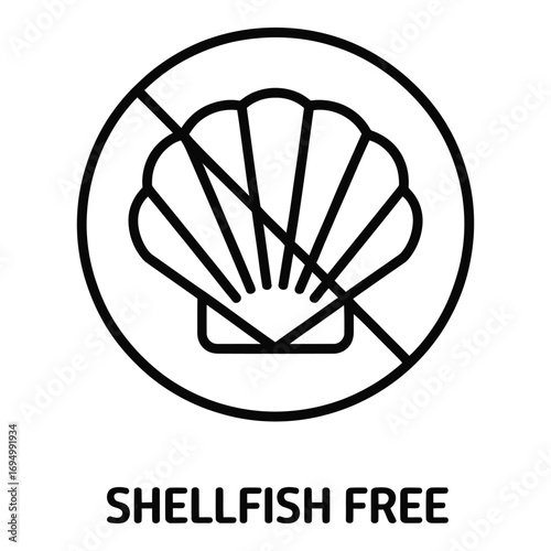 Shellfish free icon allergy warning symbol seafood restriction dietary needs health conscious safe food 96 silhouette