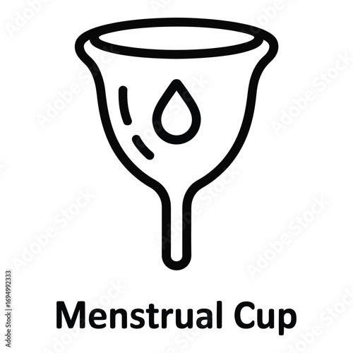 Menstrual cup icon representing feminine hygiene and menstrual health with a drop inside the cup shape silhouette