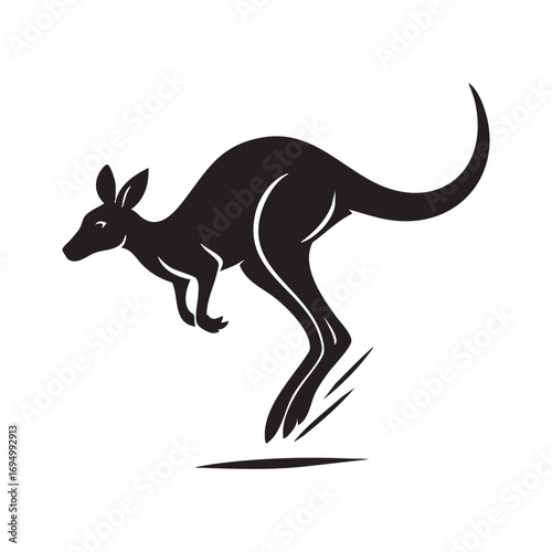 Dynamic Silhouette of a Kangaroo Leaping Forward Symbolizing Agility Speed and Australian Wildlife Heritage