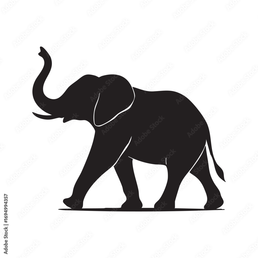 Fototapeta premium Majestic Elephant Silhouette Gracefully Walking An Illustration In Stark Black And White Creating A Timeless Image