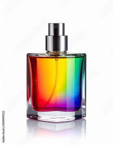 Vibrant Rainbow Perfume Bottle Product Shot for Wellness Branding.