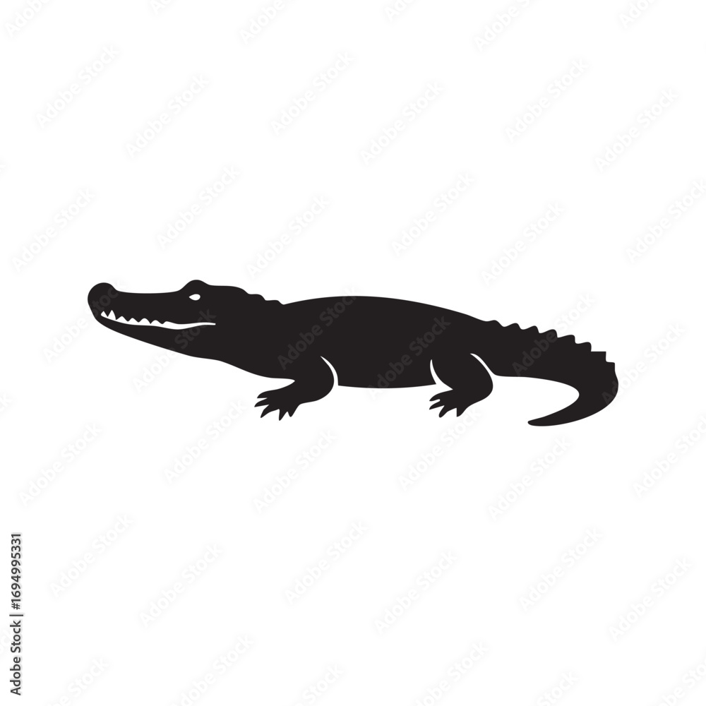 Fototapeta premium Alligator or Crocodile Silhouette Illustration A Powerful Reptile with Sharp Teeth and Scaly Skin Depicted