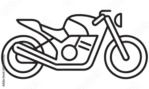 Minimalist Motorcycle Line Art Icon on White Background