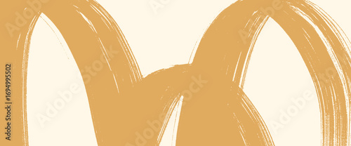 abstract horizontal background with rough grunge brush strokes and bright color beige with an empty space