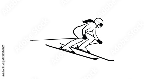 a skier gliding smoothly down snowy slopes silhouette