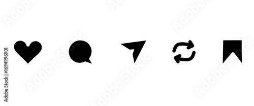 Instagram icons. Like, comment, share, repost, save. Vector illustration isolated on a white background. Social media icons.