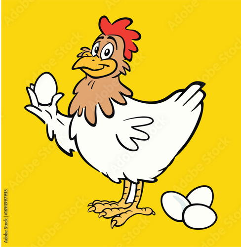 Funny Crazy Cartoon Chickens vector Illustration Set