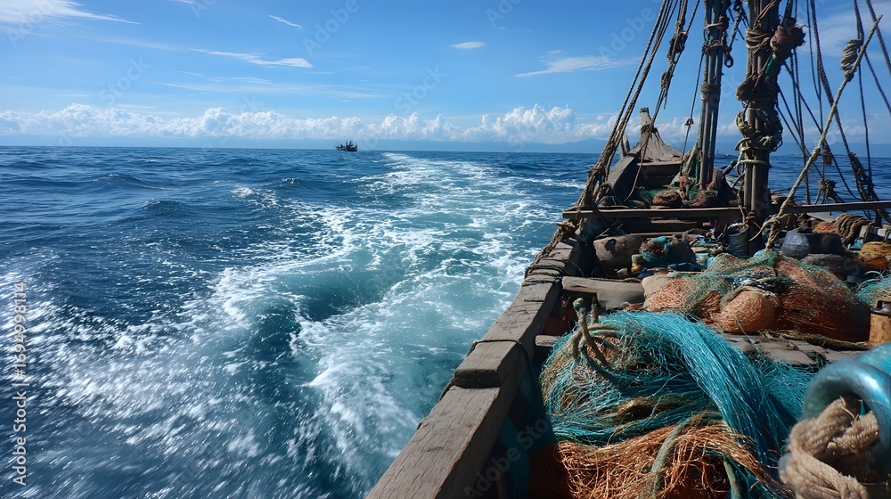 Obraz premium Fishermen on the Crystal Blue Sea