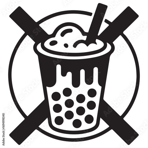 Prohibited Bubble Tea Beverage Icon