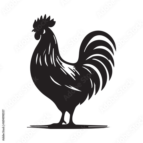 Stylized Silhouette of a Rooster Standing Proudly A Bold and Striking Depiction of Farm Life and Rustic Charm