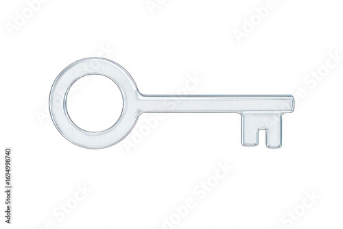 Transparent glass key symbolizing access on a transparent background.