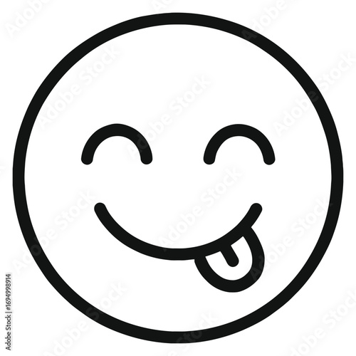 Line icon of smiley face with tongue out symbolizing fun humor and playful emotion
