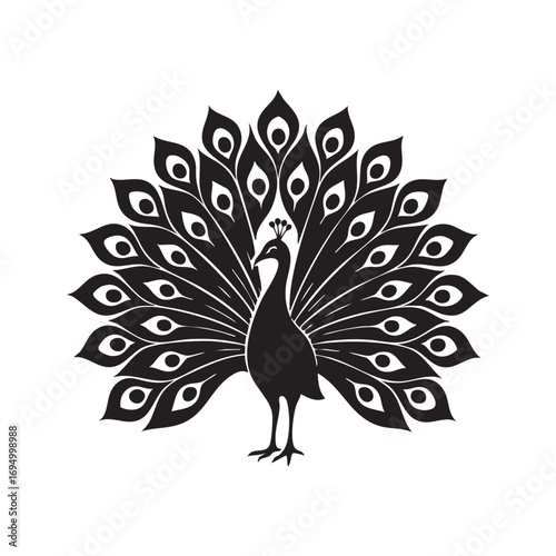 Majestic Peacock Displaying Feathers A Symbol of Beauty Grace and Immortality A Stunning Visual Representation of Avian Grandeur in Elegant Black and White