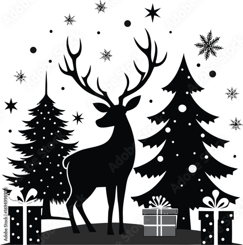 Christmas deer village design deer vector silhouette art illustration