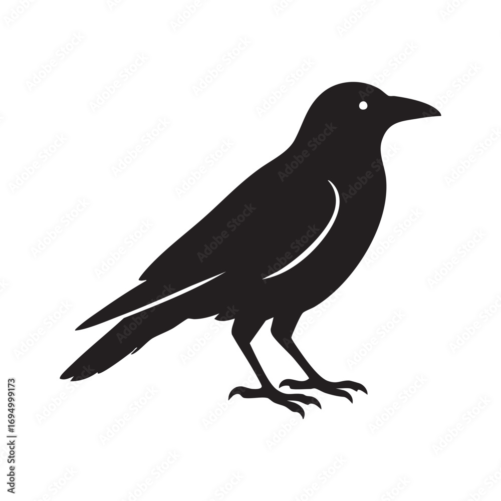 Fototapeta premium A Majestic Silhouette of a Crow Standing Tall with a Minimalist Aesthetic Depicting Nature and Wildlife Artistically