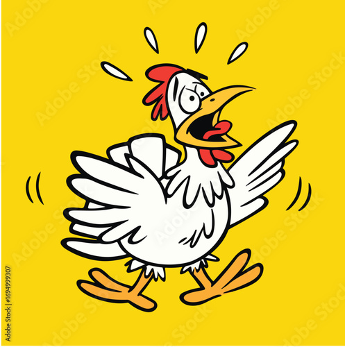 Funny Crazy Cartoon Chickens vector Illustration Set