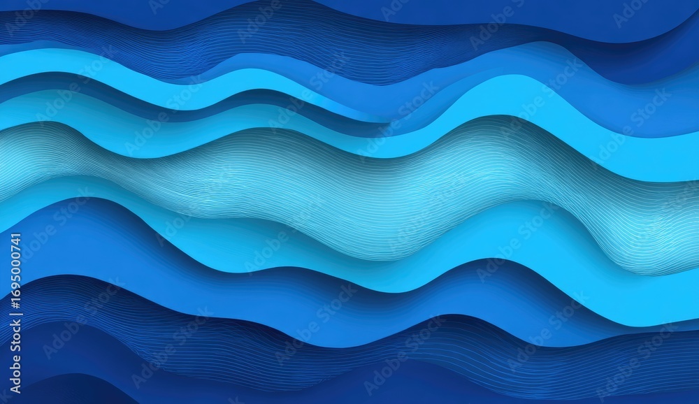 Fototapeta premium Abstract layered wavy pattern of blues