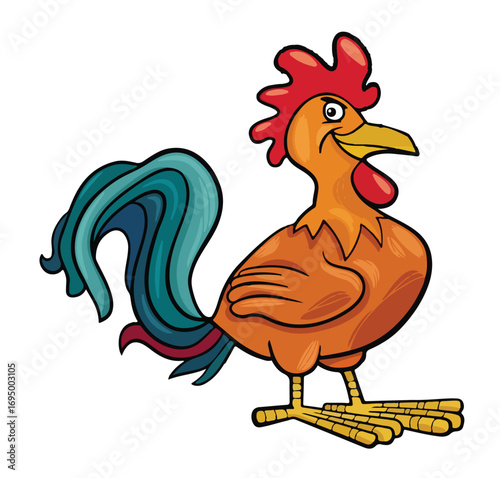 Funny Crazy Cartoon Chickens vector Illustration Set